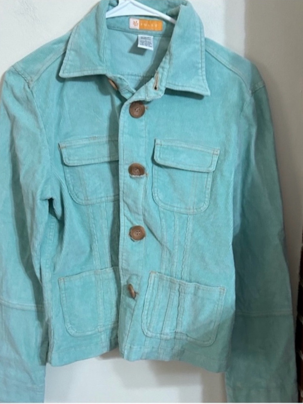 Tulle Size Large Mint Green Corduroy Button-Up Shirt Jacket